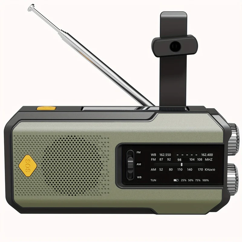 Bærbar Radio med Solpanel og LED-Lommelygte