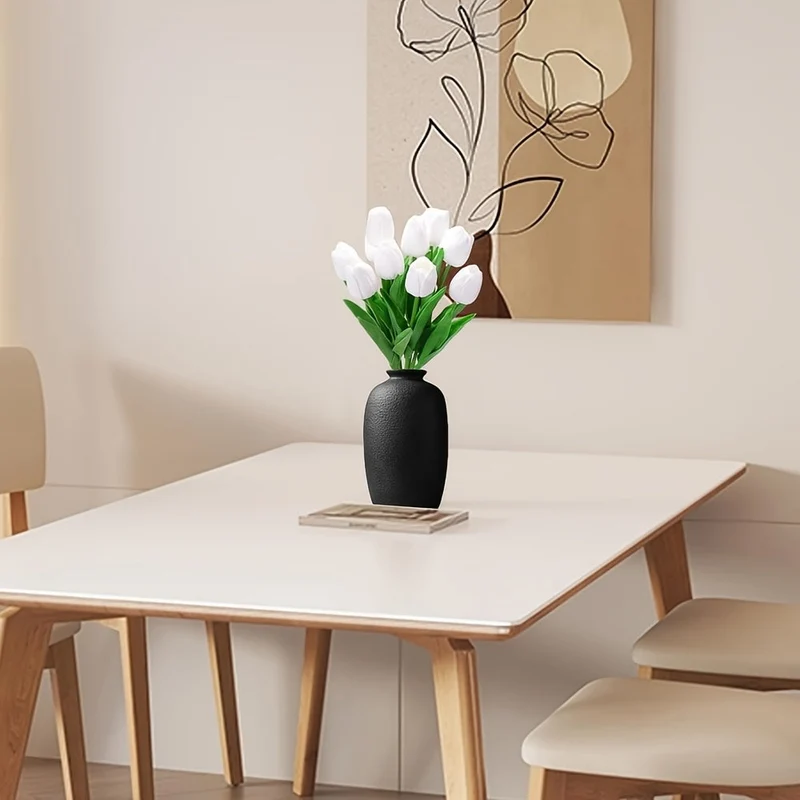 Sæt med 10 Realistiske Hvide Tulipaner – Ideelle til Bryllupper og Dekoration