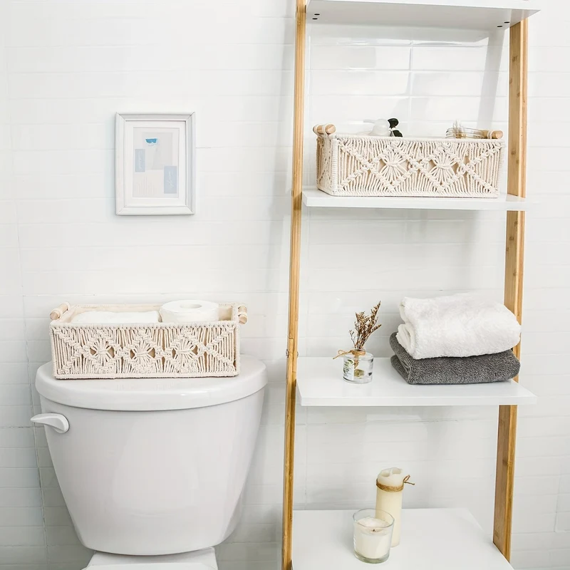 Håndlavet Opbevaringssætte med Macramé – Chic Boho til Elegant Organisering