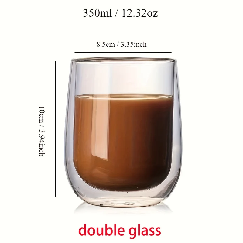 Sæt af 4 Isolerede Glas – 350ml til Varme og Kolde Drikke