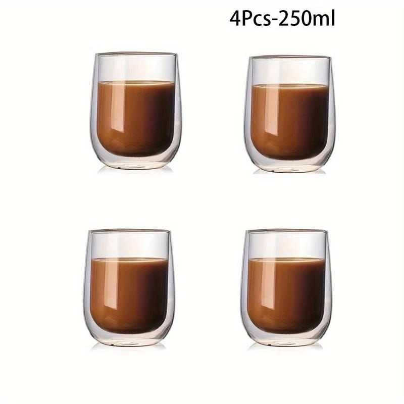 Sæt af 4 Isolerede Glas – 350ml til Varme og Kolde Drikke
