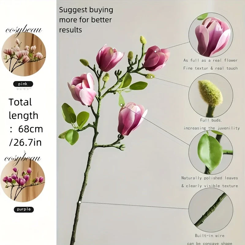 Elegant Magnoliablomster Sæt – Perfekte til Bryllupper og Indretning