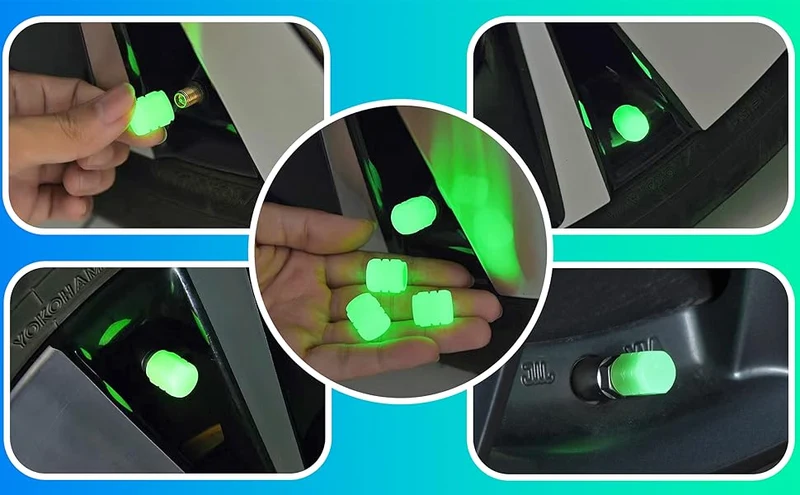 Sæt af 4 Lysende Ventilpropper med Logo – LysaMatic
