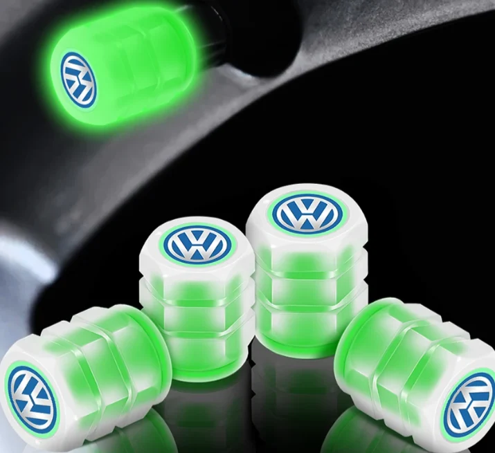 Sæt af 4 Lysende Ventilpropper med Logo – LysaMatic