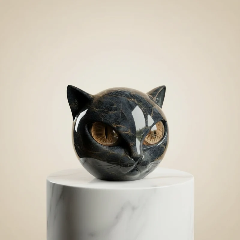 Kattens Elegante Skulptur – En Mystisk Dekorativ Figur