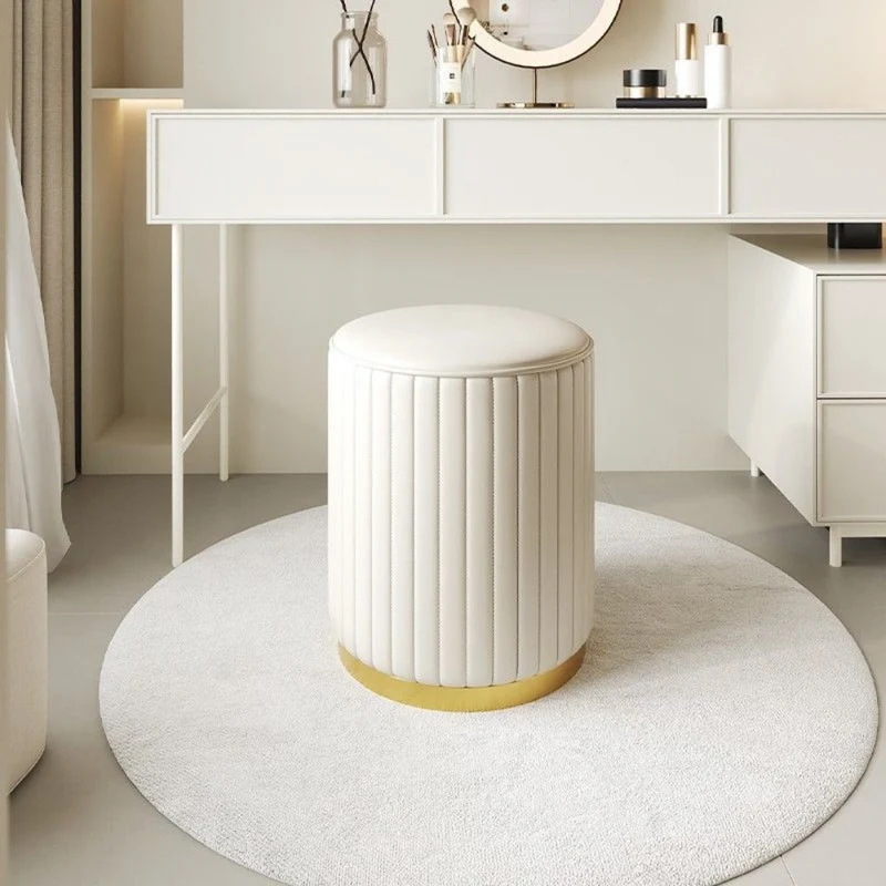 Elegant Opbevaringspuf med Spejlfinish – Rund Design