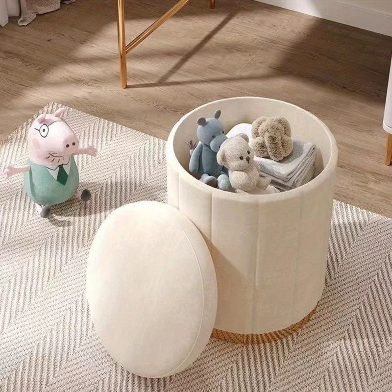 Elegant Opbevaringspuf med Spejlfinish – Rund Design