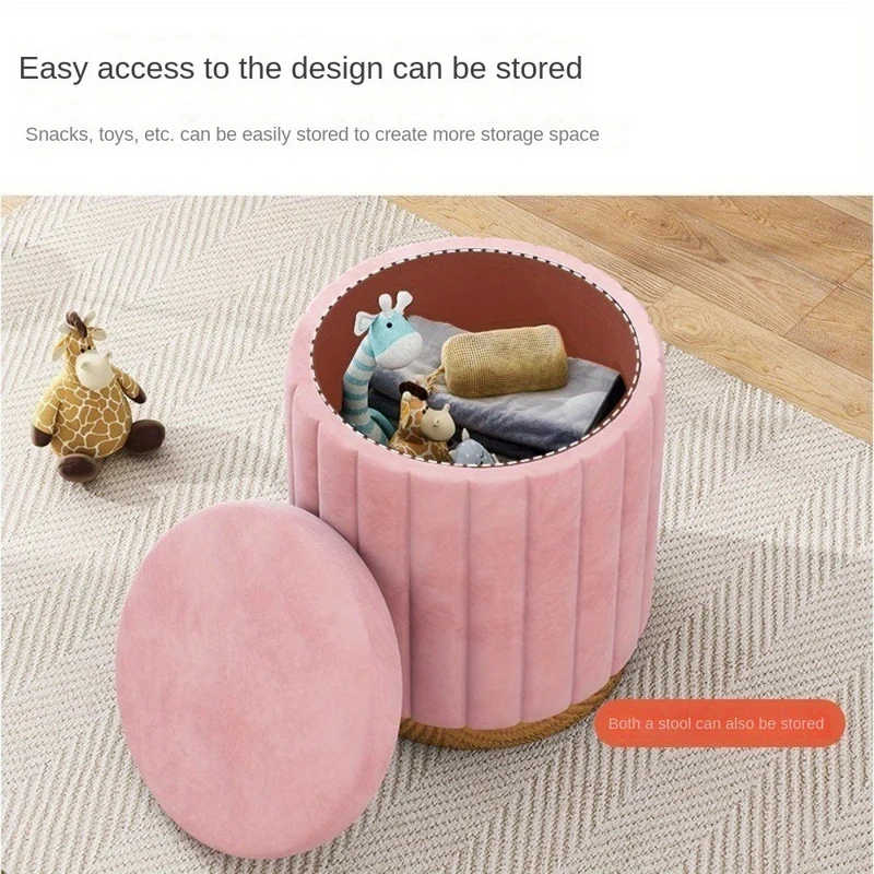 Elegant Opbevaringspuf med Spejlfinish – Rund Design