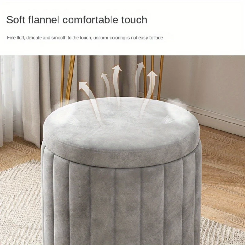 Elegant Opbevaringspuf med Spejlfinish – Rund Design
