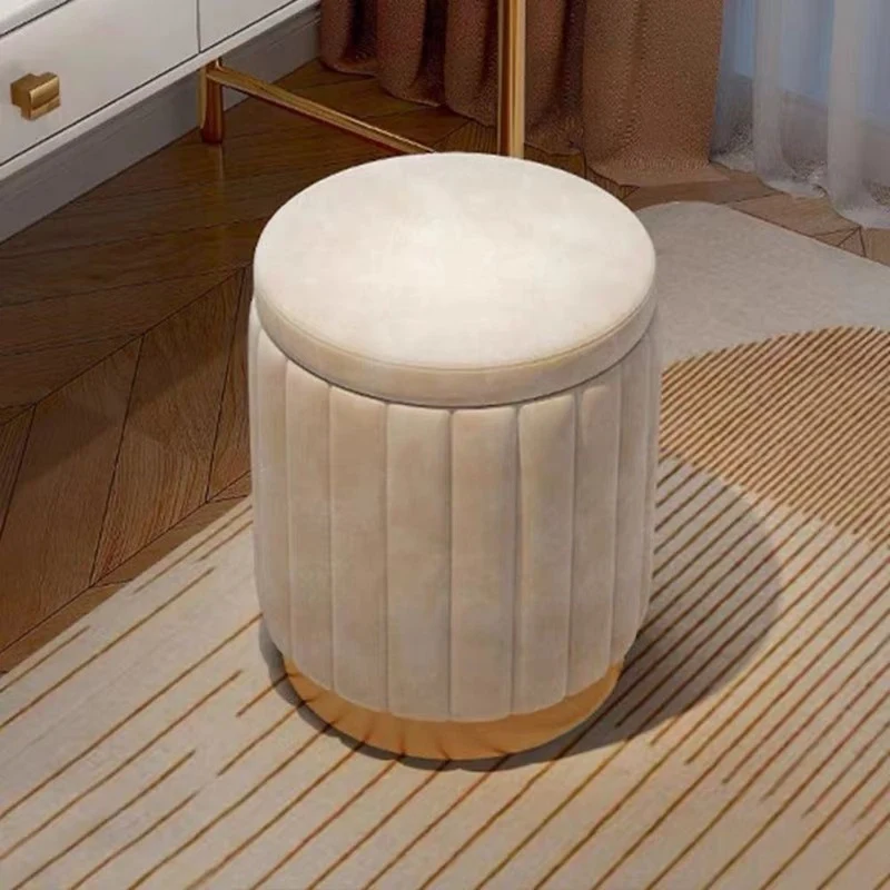 Elegant Opbevaringspuf med Spejlfinish – Rund Design
