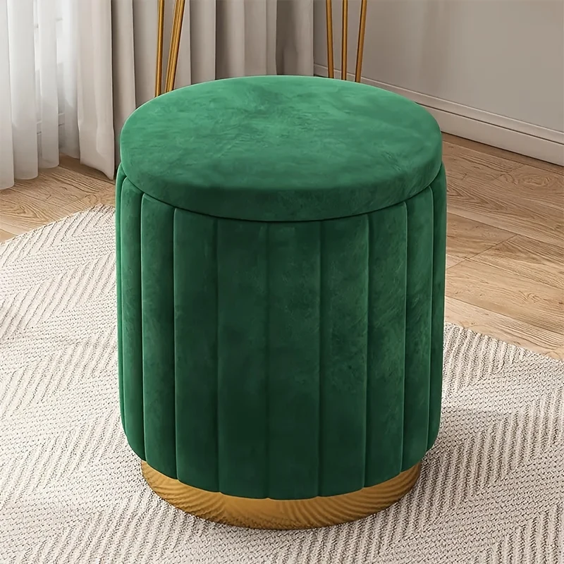 Elegant Opbevaringspuf med Spejlfinish – Rund Design