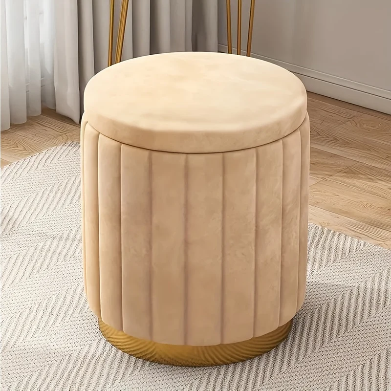 Elegant Opbevaringspuf med Spejlfinish – Rund Design