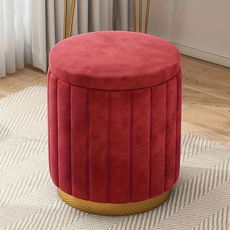 Elegant Opbevaringspuf med Spejlfinish – Rund Design