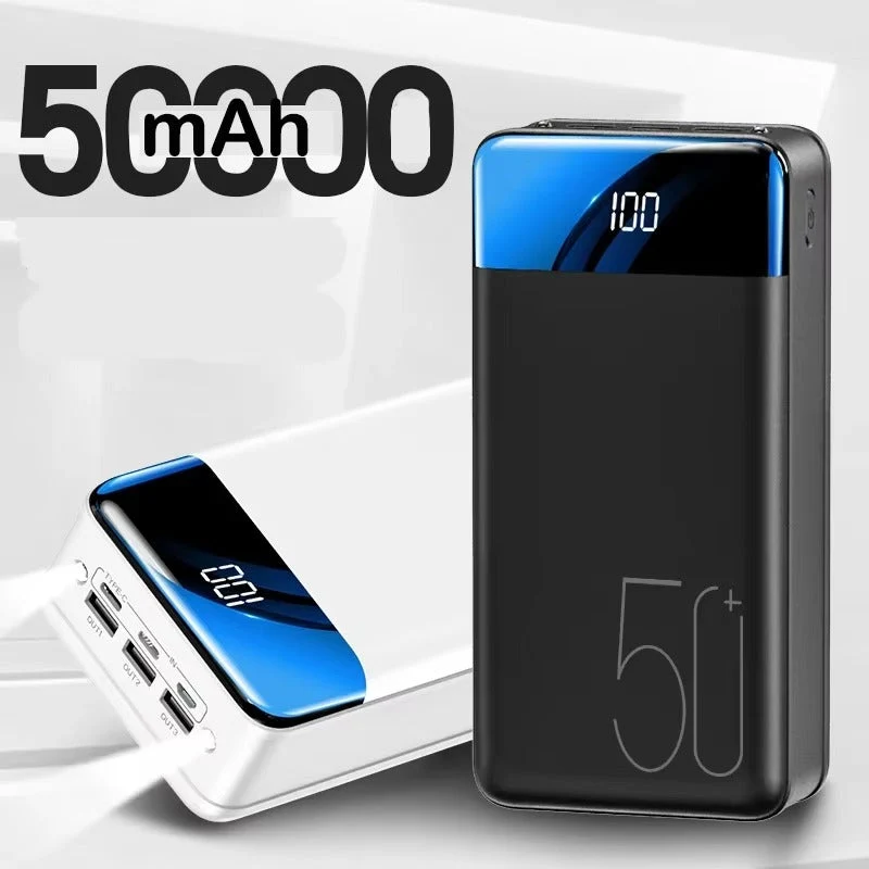 Kraftfuld 50.000mAh Power Bank - Hurtig opladning til alle enheder