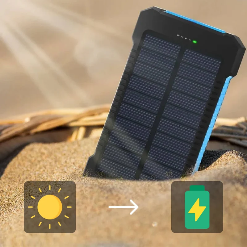 Vandtæt Powerbank med Solpanel og 20000mAh Kapacitet