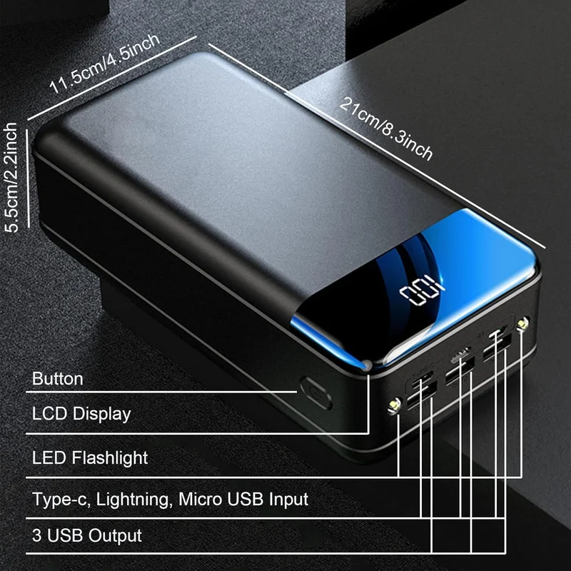 Kraftfuld Power Bank med 50.000mAh – Hurtig og Praktisk