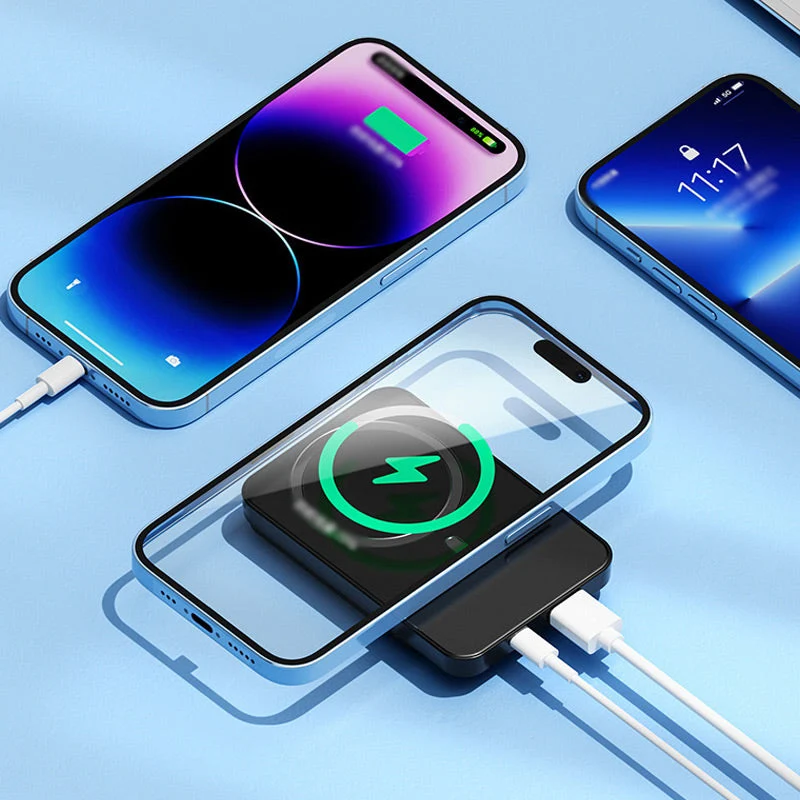 Slim Powerbank 20000mAh med Hurtigopladning og Trådløs Opladning