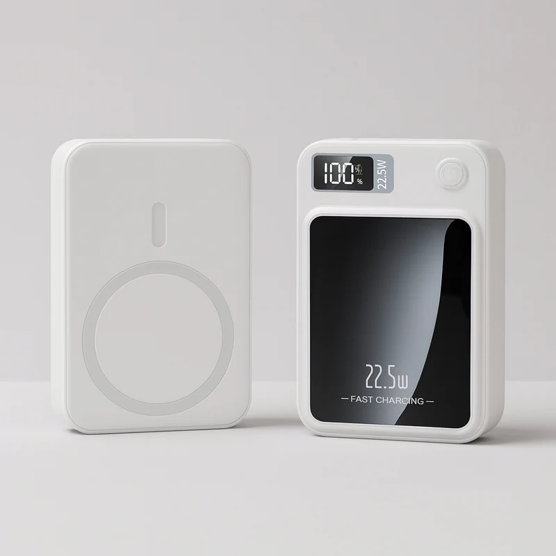 Slim Powerbank 20000mAh med Hurtigopladning og Trådløs Opladning