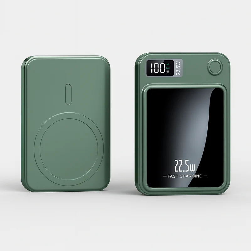 Slim Powerbank 20000mAh med Hurtigopladning og Trådløs Opladning