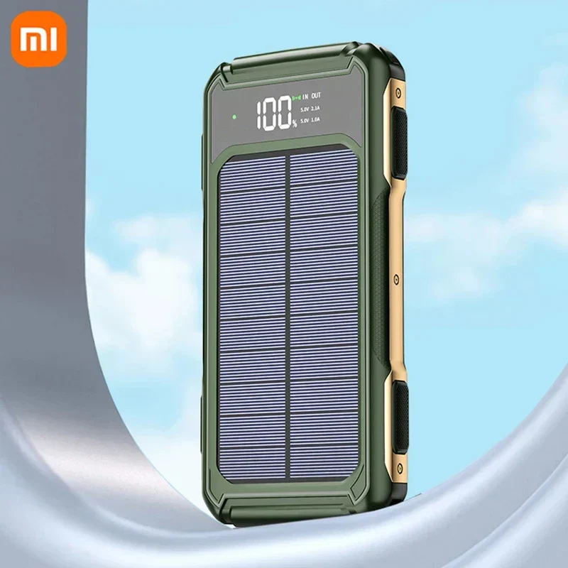 Solcelledrevet Powerbank med 20.000mAh Kapacitet | 4-i-1 Kabel | Nødbelysning