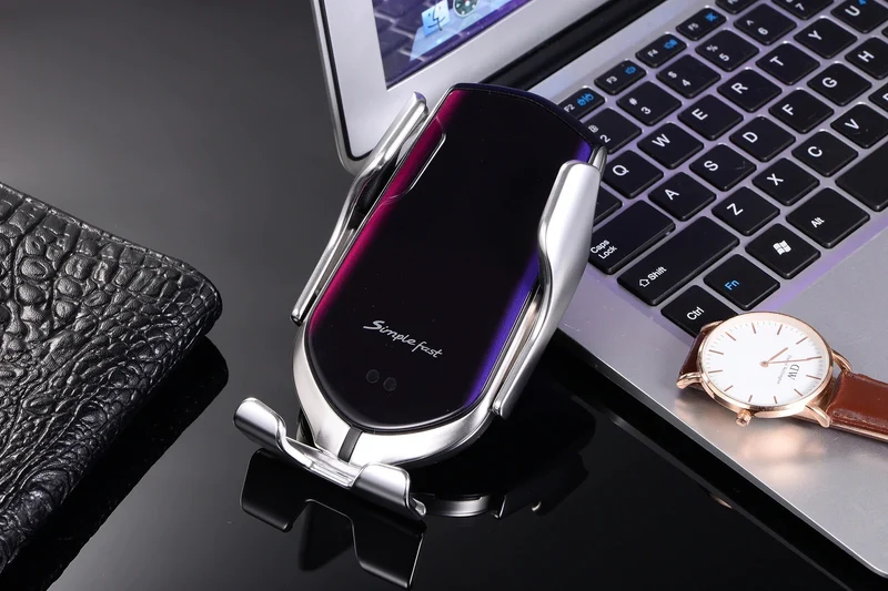 Elegant telefonholder med automatisk låsning | Trådløs oplader