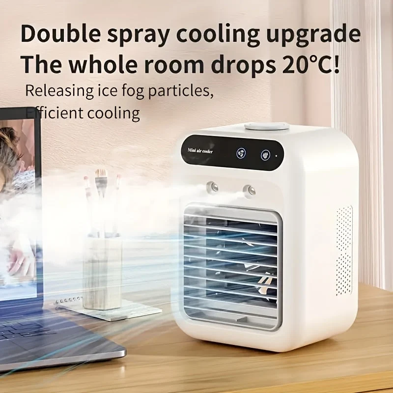 Mini bærbar aircondition – alt-i-én ventilator og luftfugter