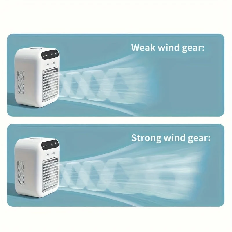 Mini bærbar aircondition – alt-i-én ventilator og luftfugter