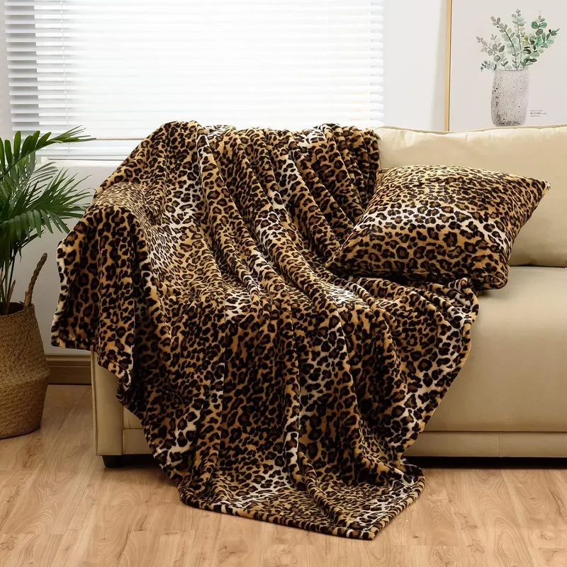 Leopardmønster Fleece Tæppe | Blødt og Behageligt | Super Komfortabelt