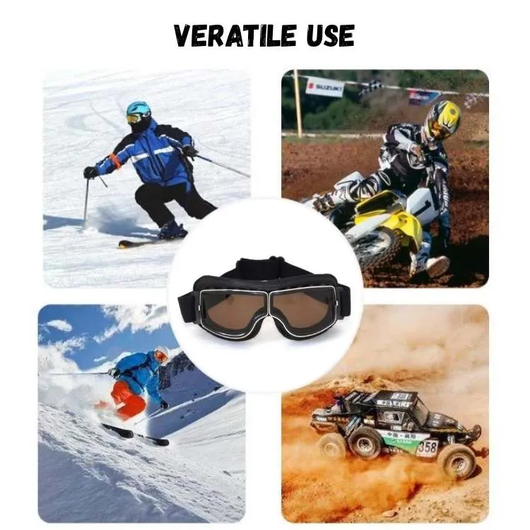 Vintage Lædmotorcykelbriller med Klassisk Design