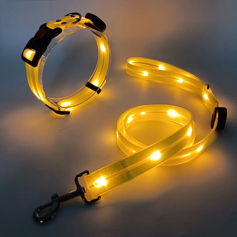 Hundehalsbånd med LED lys og snor - NightBright