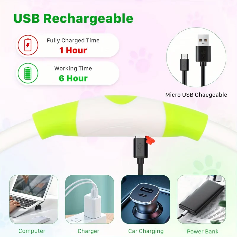 GlowSafe LED Hundehalsbånd – Genopladeligt USB Sikkerhedslys