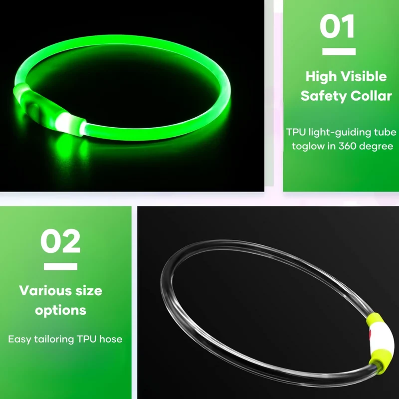 GlowSafe LED Hundehalsbånd – Genopladeligt USB Sikkerhedslys