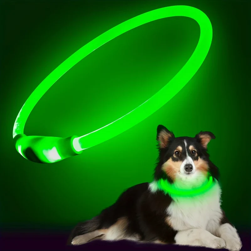 GlowSafe LED Hundehalsbånd – Genopladeligt USB Sikkerhedslys