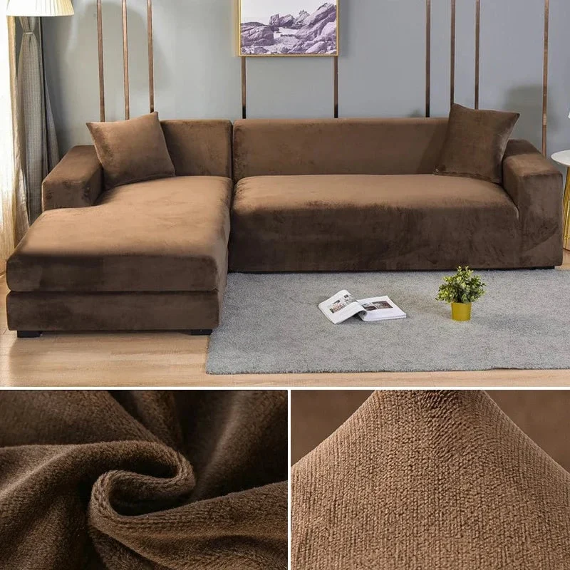 Elastisk velour sofaovertræk med luksuriøs finish