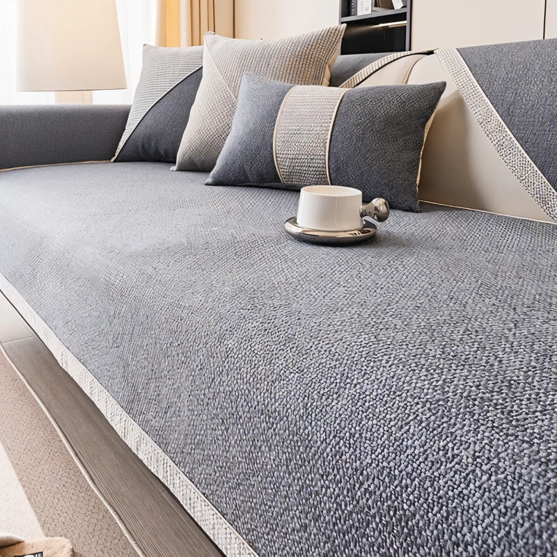 Sofabetækning i ensfarvet design - Holdbart og skridsikkert stof af bomuld og hør
