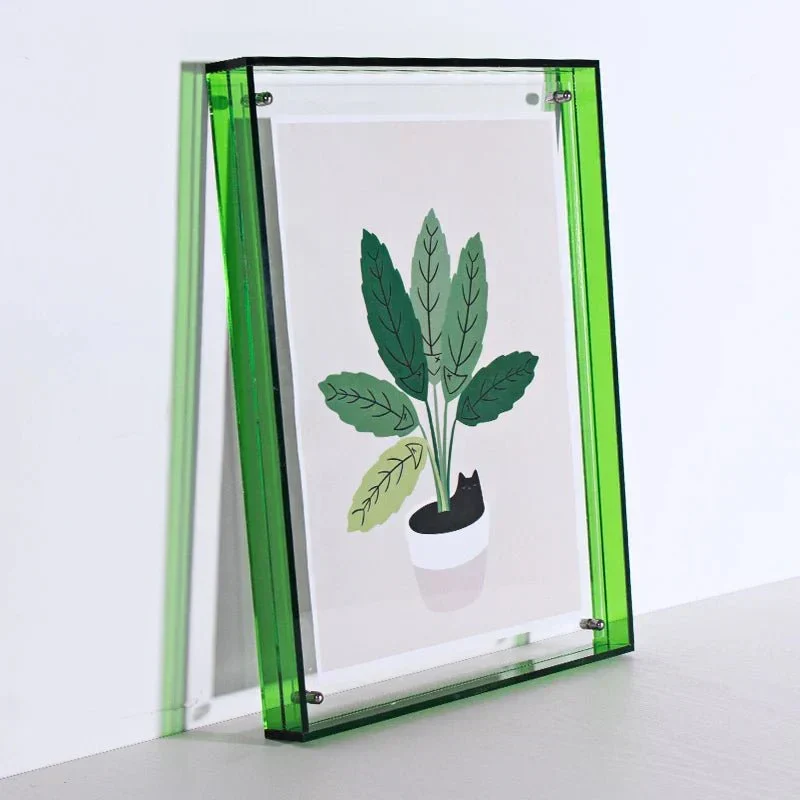 Minimalistisk farvet fotorahme i klart akryl