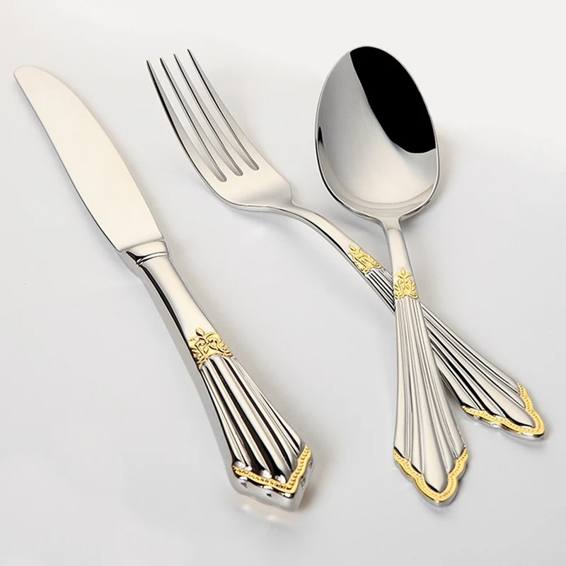 Elegant Sæt af Bestik i Rustfrit Stål med Guldfinish – LuxCut