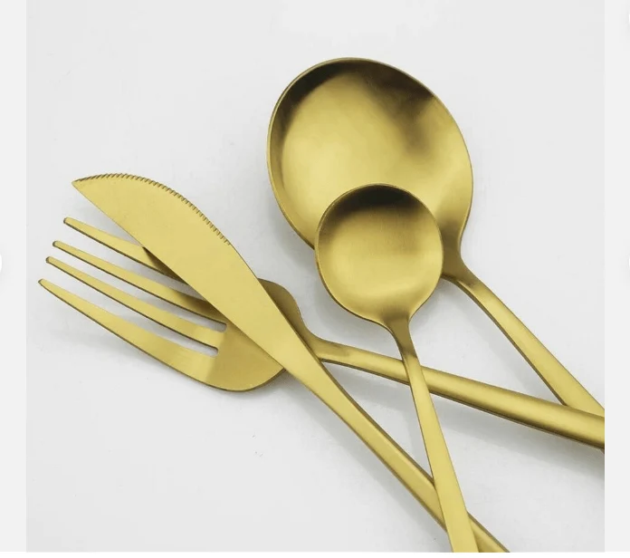 Elegant Sæt af Rustfrit Stål Bestik – Guld Design | 24 eller 48 dele