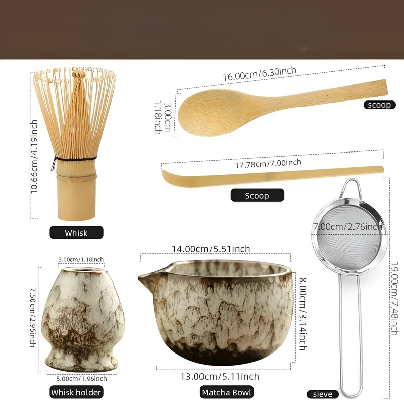 Traditionelt Matcha Sæt i Keramik - 6 dele til Te-Ceremonier