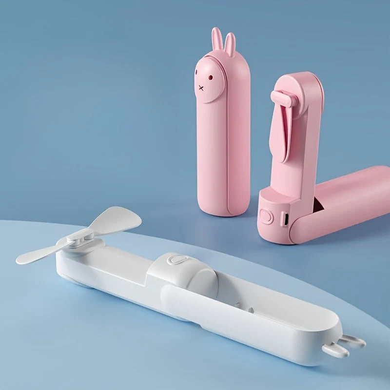 Bærbar mini ventilator - 2 i 1 USB genopladelig ventilator med kaninformet design til rejser og sommer
