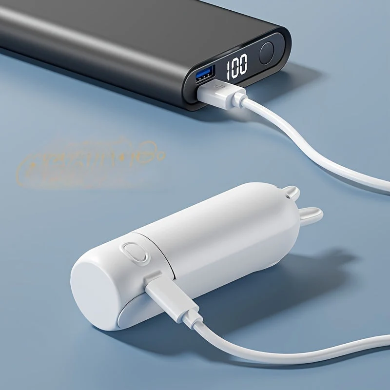 Bærbar mini ventilator - 2 i 1 USB genopladelig ventilator med kaninformet design til rejser og sommer