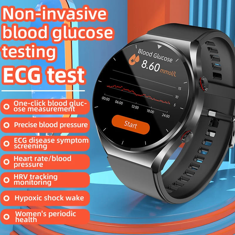 Blodsukkermåling med ét klik | Blodtryk ECG | HRV Hjertefrekvensovervågning Smartwatch