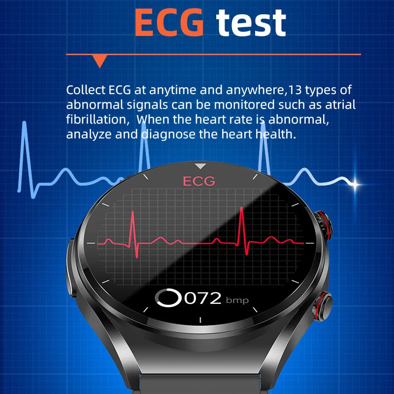 Blodsukkermåling med ét klik | Blodtryk ECG | HRV Hjertefrekvensovervågning Smartwatch