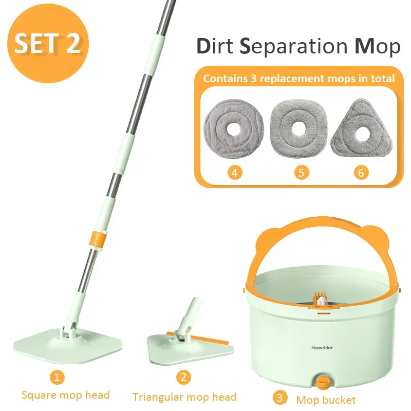 Selvrensende Gulvmoppe med Spand - Moppesystem