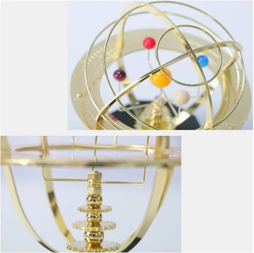 Stort Mekanisk Orrery Ur i Håndlavet Messing med Solsystemet (5 Planeter)