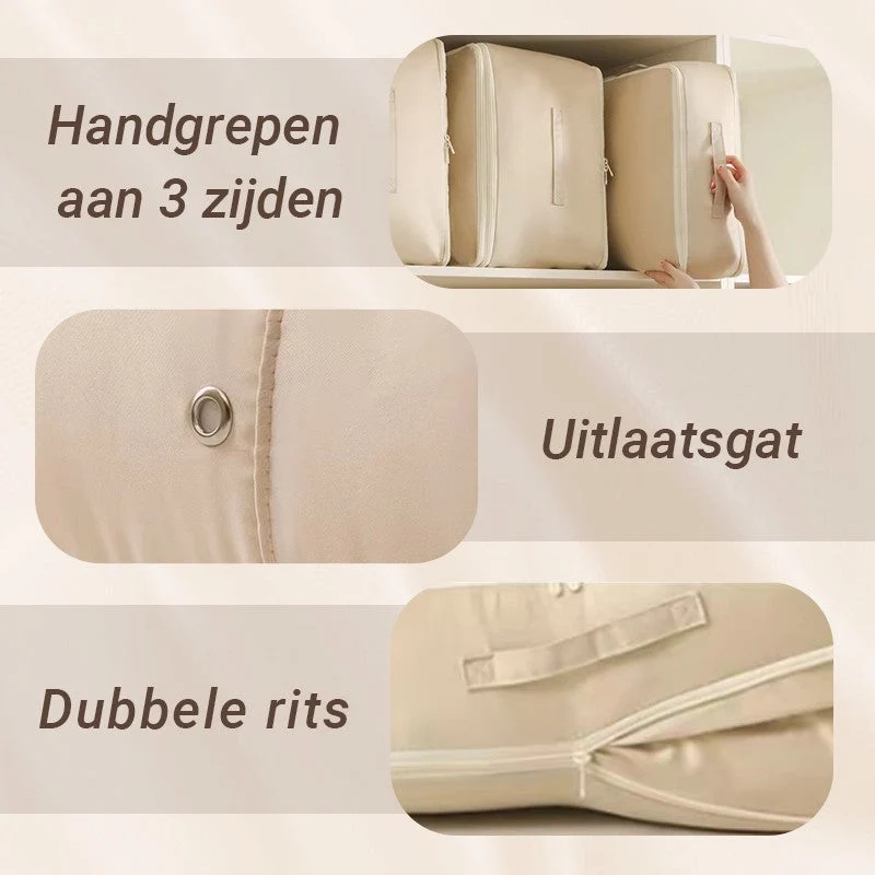 Komprimerede opbevaringsposer til organiseret opbevaring