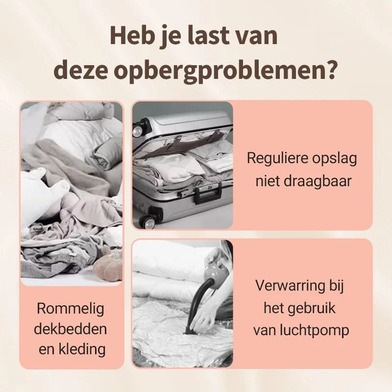 Komprimerede opbevaringsposer til organiseret opbevaring
