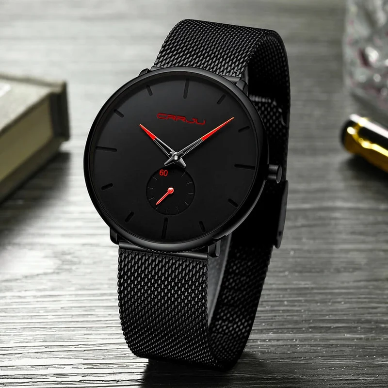 Minimalistisk Ur med Kvarts - Vandafvisende Design