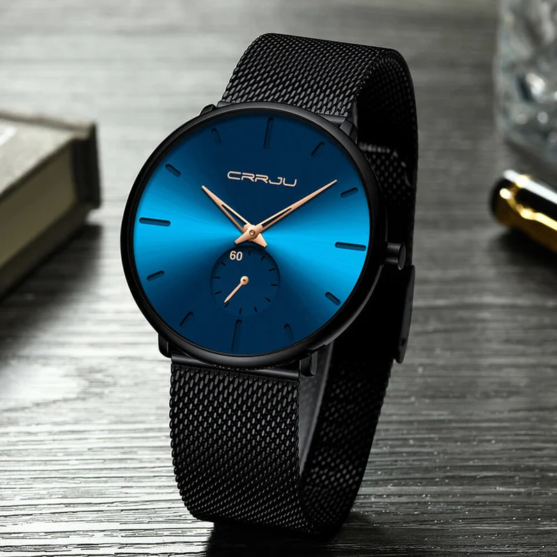 Minimalistisk Ur med Kvarts - Vandafvisende Design