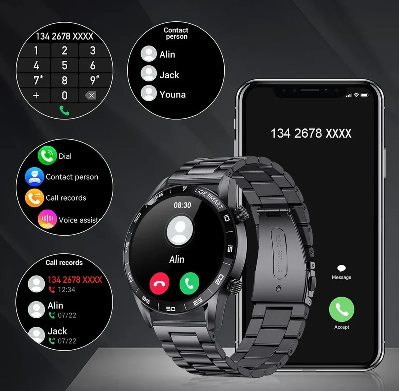 Smartwatch til Mænd | Multi-sportsfunktion | Sundhedsovervågning